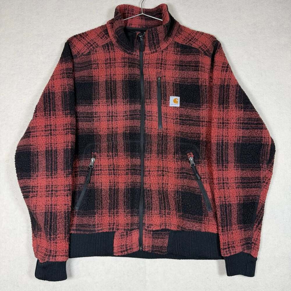 Carhartt Jacket Youth M (8/10) Plaid High Pile Sherpa Fleece Full Zip Pockets